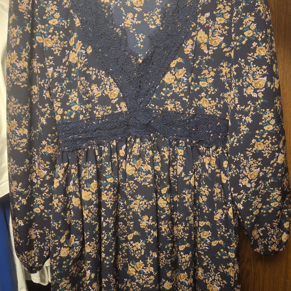 Floral Lace Trim Dress